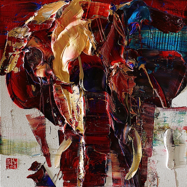 Wild aura 2018 Elephant 002 60.0x60.0cm Oil on canvas