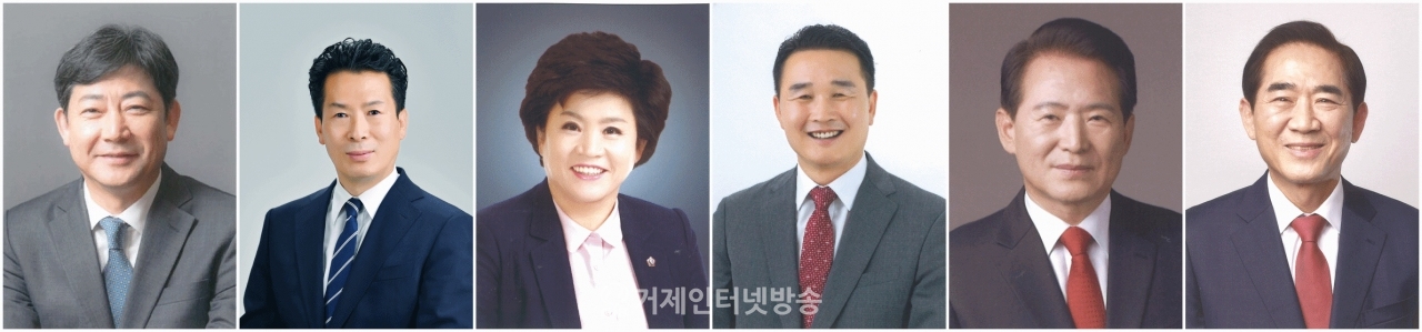 왼쪽부터 김범준, 윤호진, 신금자, 박종우, 김한표, 정연송